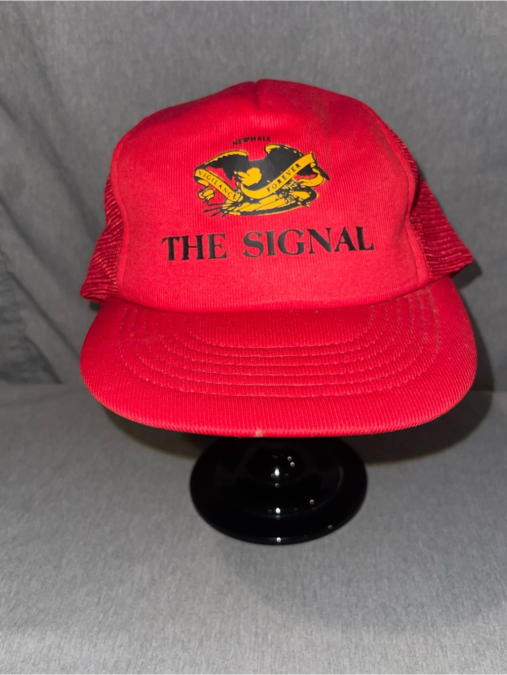 VINTAGE Newhall The Signal Santa Clarita Newspaper Red HAT Cap SnapBack Eagle